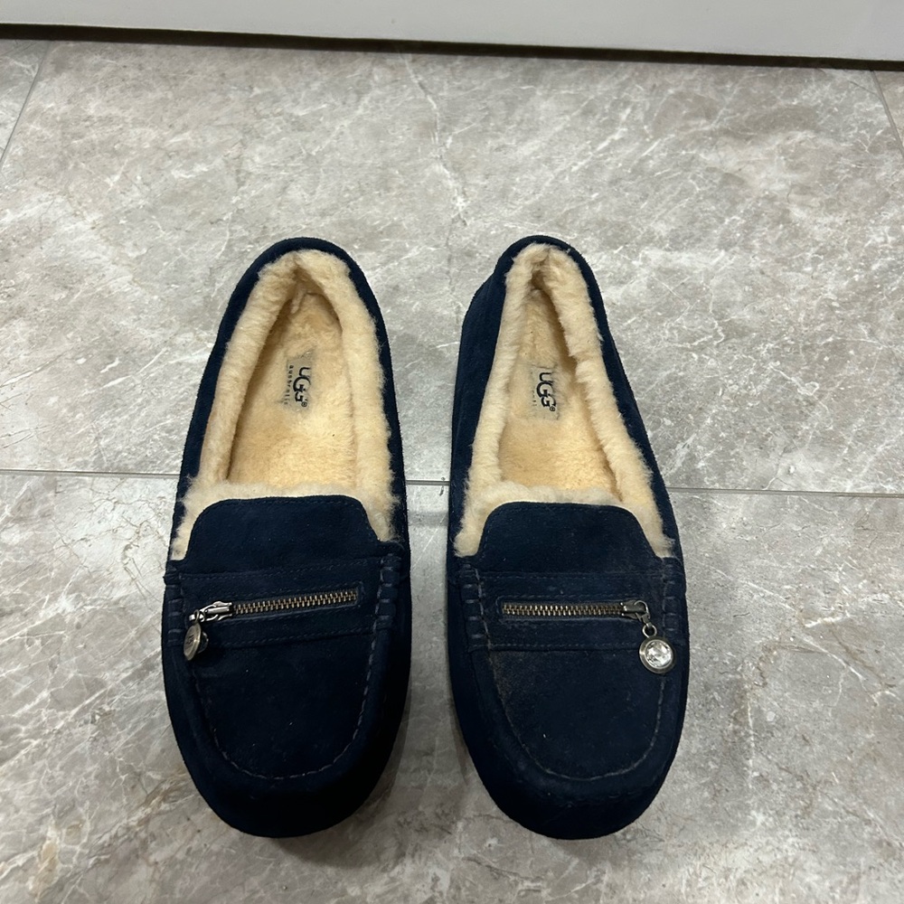 UGG Women’s Navy Loafers with Shearling Lining